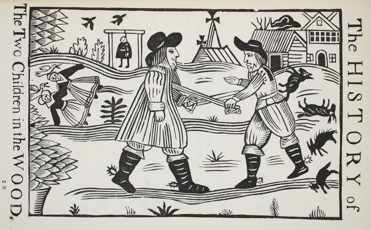 La storia dei due bambini nel bosco, illustrazione da Chap-books del XVIII secolo di John Ashton, pub. 1882 da English School