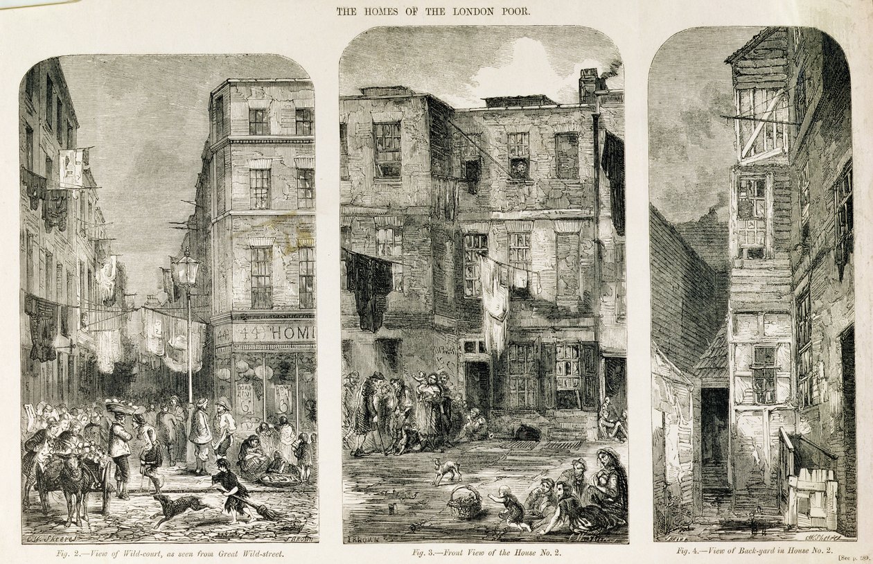 Le case dei poveri di Londra, da "The Builder Magazine". da English School