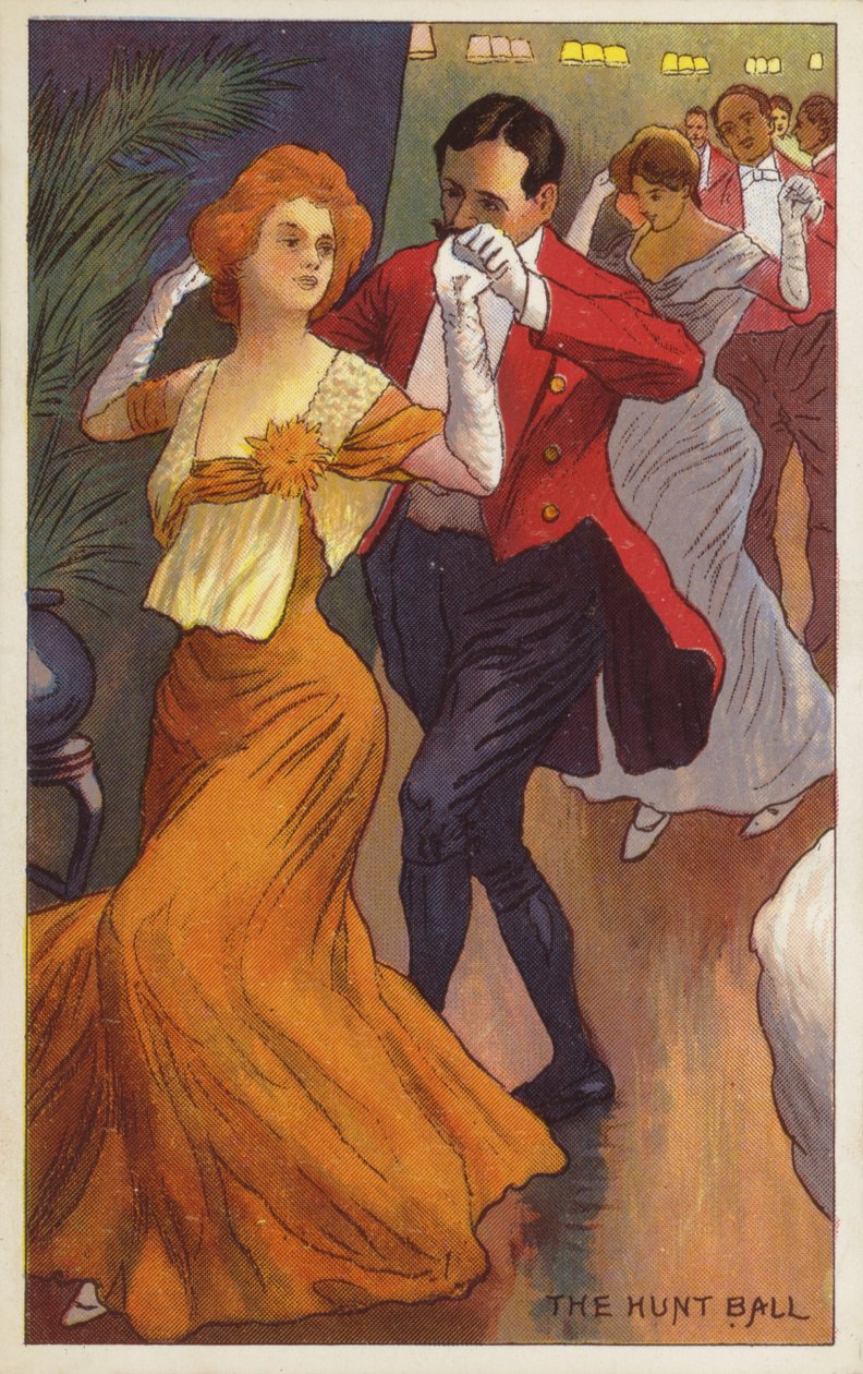 Il ballo della caccia (litografia a colori) da English School