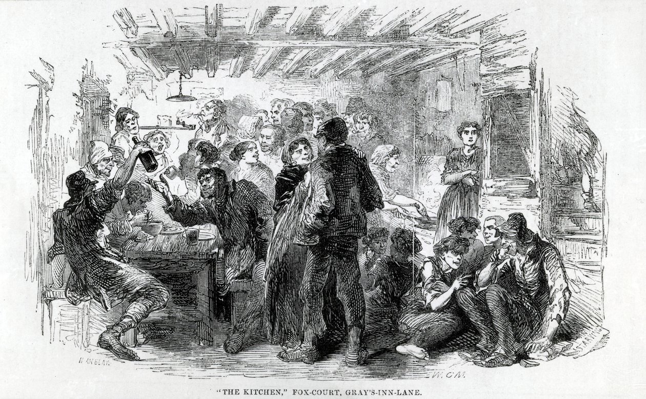 La cucina, Fox-Court Grays Inn Lane, 1851 da English School