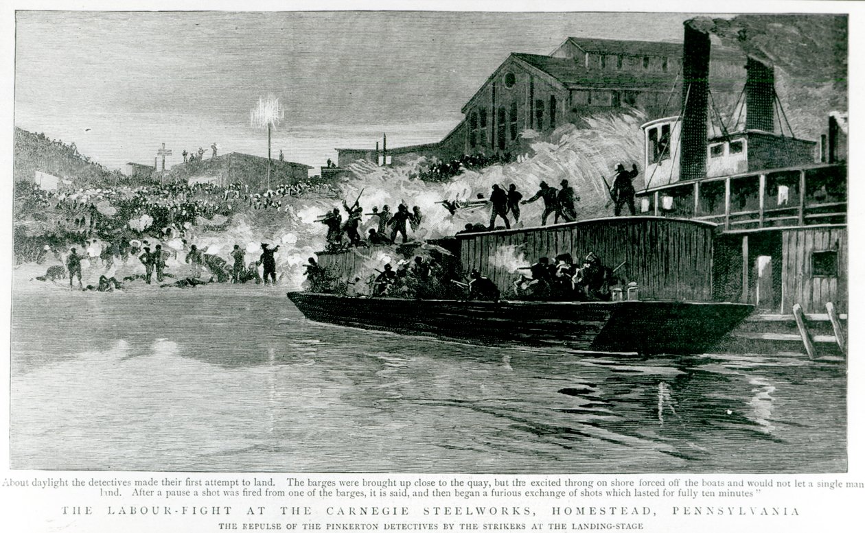 La lotta dei lavoratori alla Carnegie Steelworks, Homestead, Pennsylvania, da 