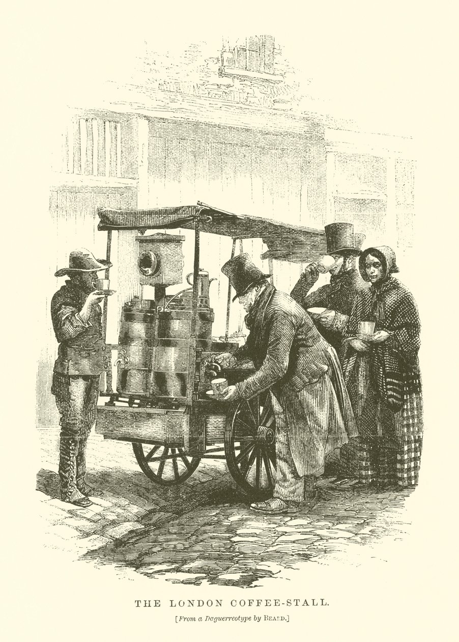 Il chiosco del caffè di Londra (incisione) da English School