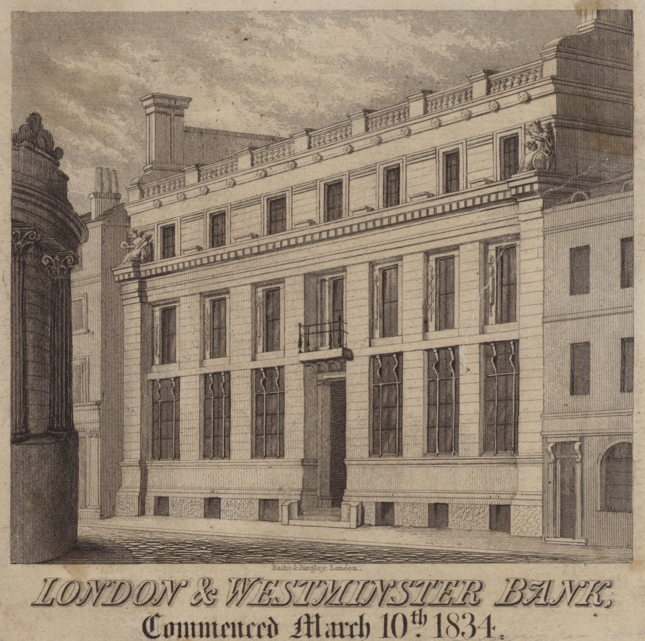 La Banca di Londra e Westminster (incisione) da English School