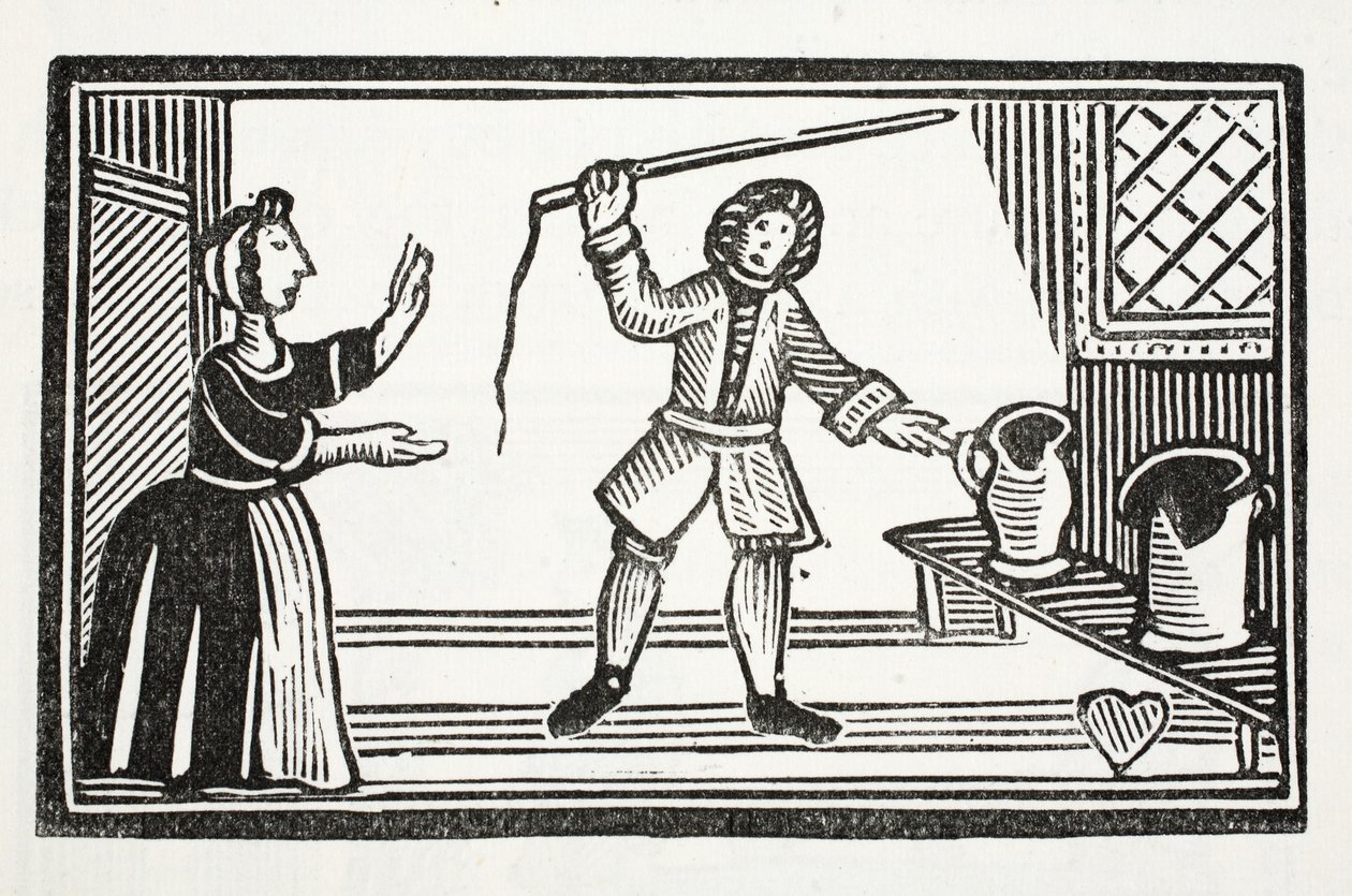 Le folli bravate di Tom Tram, illustrazione da Chap-books del XVIII secolo di John Ashton, pub. 1882 da English School