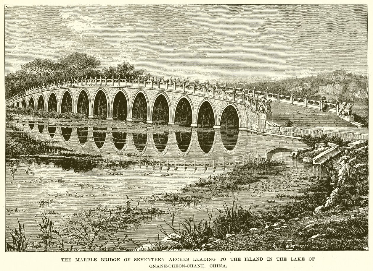Il ponte di marmo a diciassette archi che conduce all