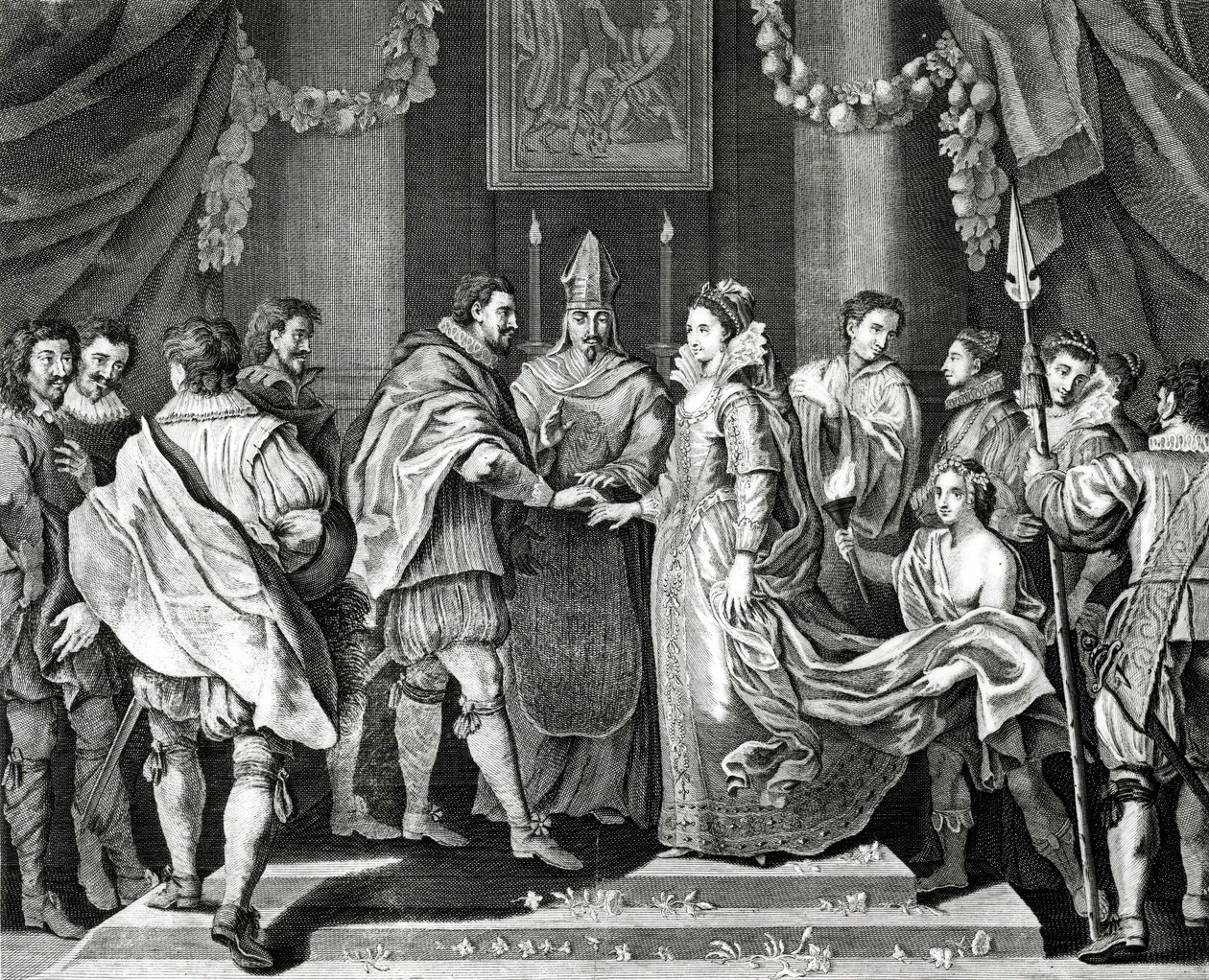Il Matrimonio del Re, dopo un dipinto di L. Cheron, XIX secolo da English School
