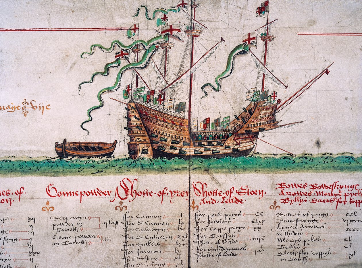La Mary Rose, dal Anthony Roll da English School
