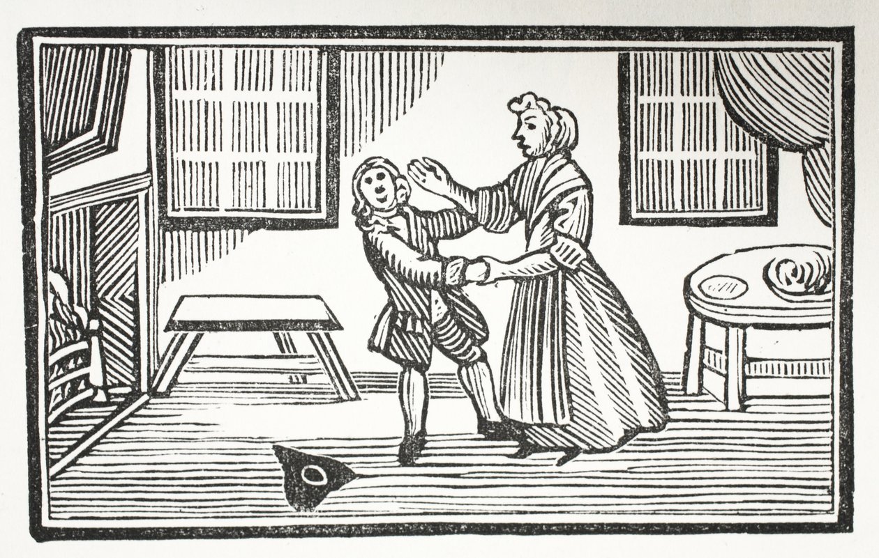 Il metodo che Meg ha usato per far pagare uno dei vicari, illustrazione da Chap-books del XVIII secolo di John Ashton, pub. 1882 da English School