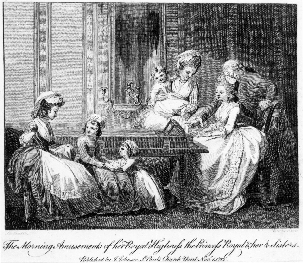 I Divertimenti Mattutini di Sua Altezza Reale la Principessa Reale e le sue 4 Sorelle, 1782 da English School