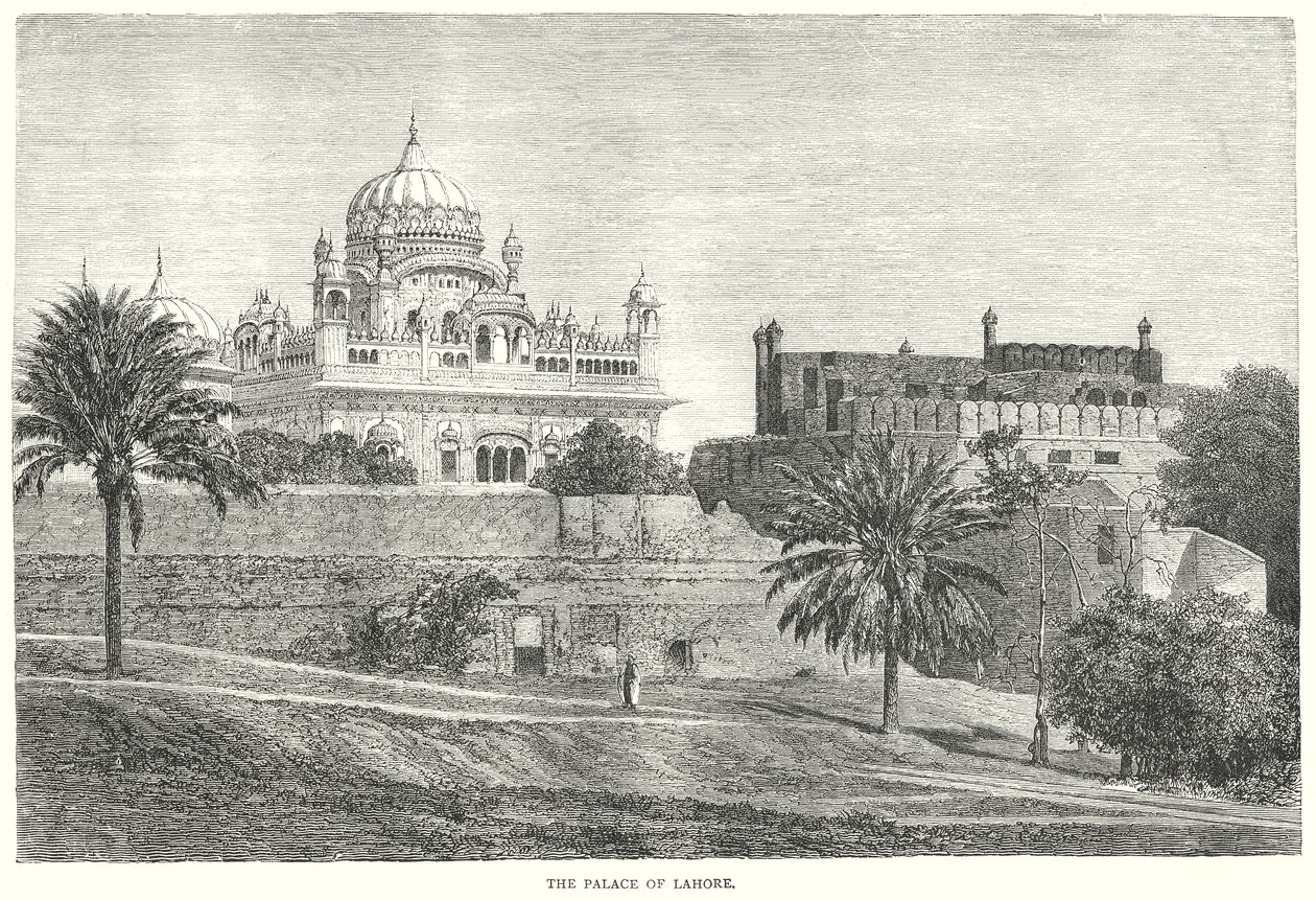 Il palazzo di Lahore (incisione) da English School