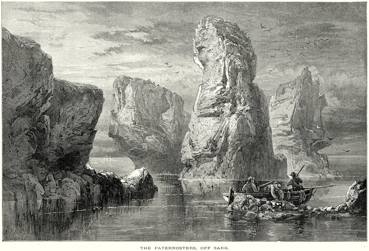 I Paternoster, al largo di Sark (incisione) da English School