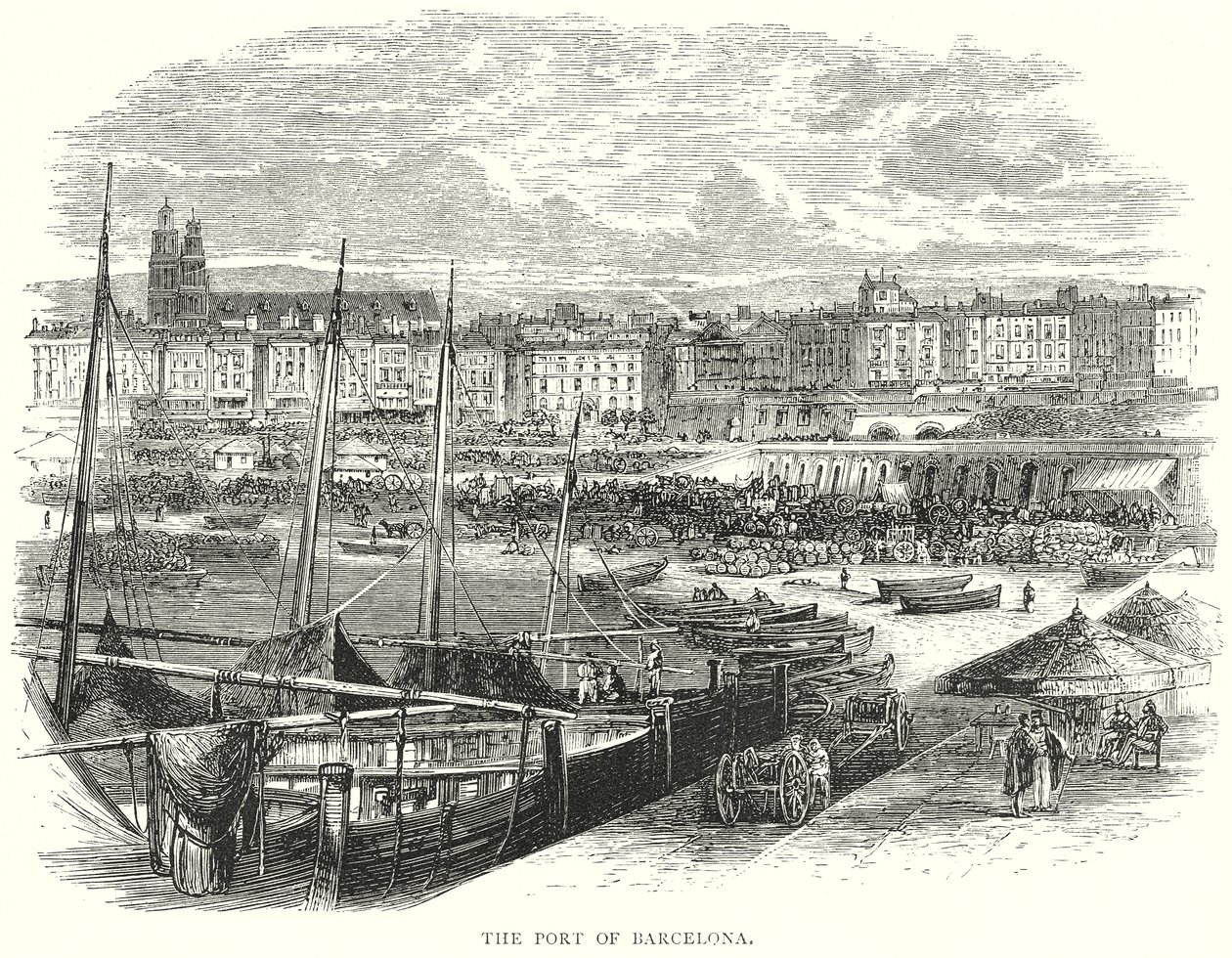 Il porto di Barcellona (incisione) da English School