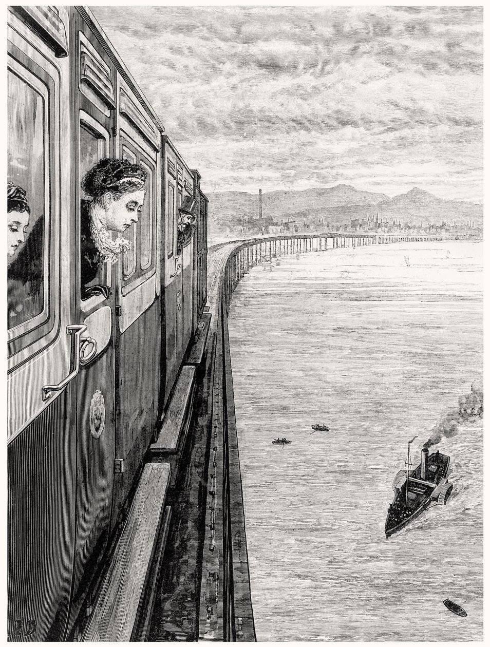 Il ritorno della regina dalle Highlands; Sua Maestà attraversa il Tay Bridge, Dundee da English School