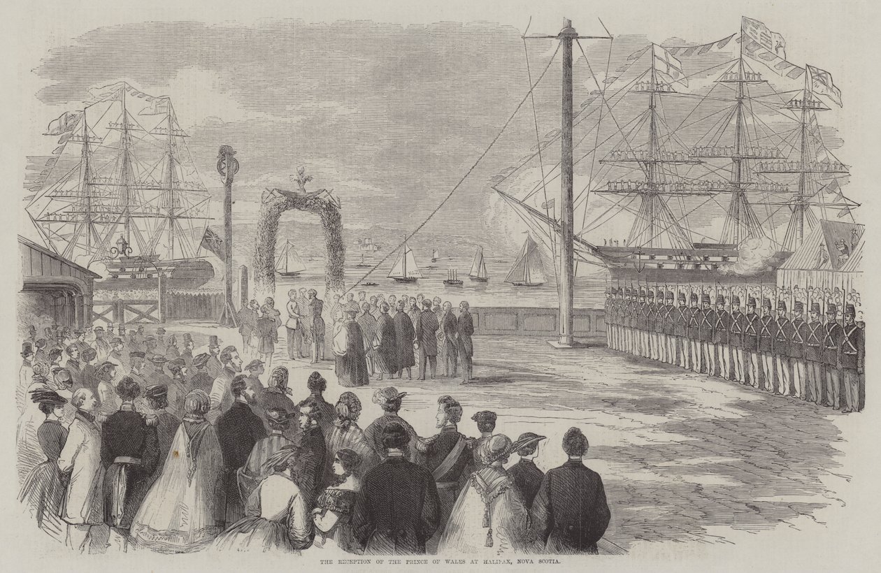 Il ricevimento del Principe di Galles a Halifax, Nuova Scozia (incisione) da English School
