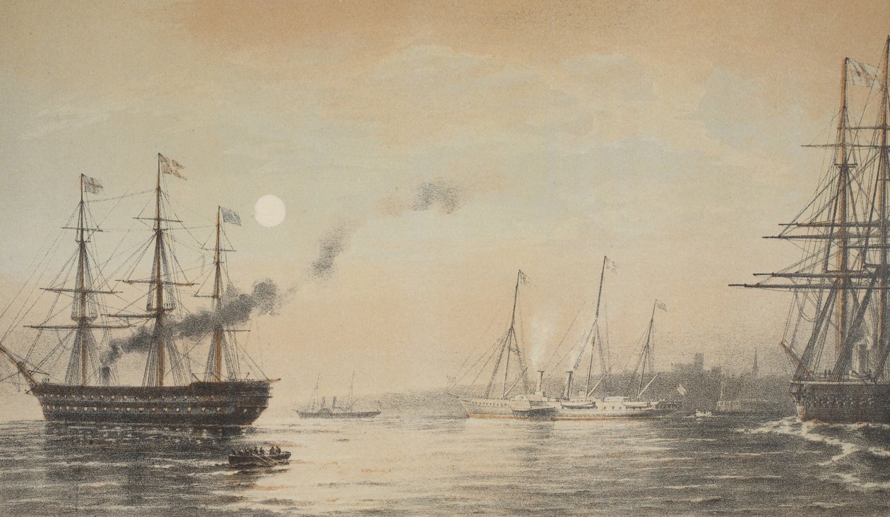 Lo Yacht Reale al largo di Margate la sera del 5 marzo 1863, da A Memorial of the Marriage of Edward VII and Alexandra of Denmark, pub. 1864 da English School
