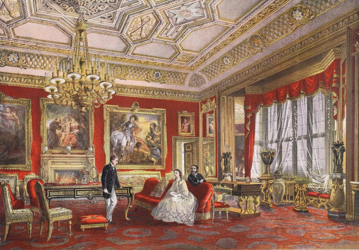 La Sala di Rubens, Castello di Windsor, da A Memorial of the Marriage of Edward VII and Alexandra of Denmark, pub. 1864 da English School