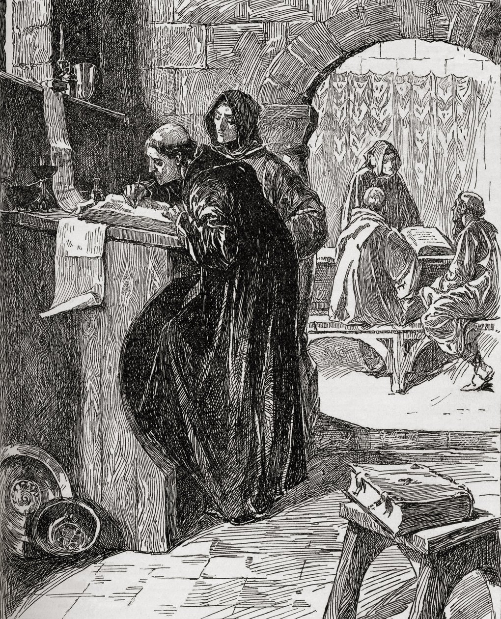 Lo scriptorium di un monastero, dal libro La Chiesa d