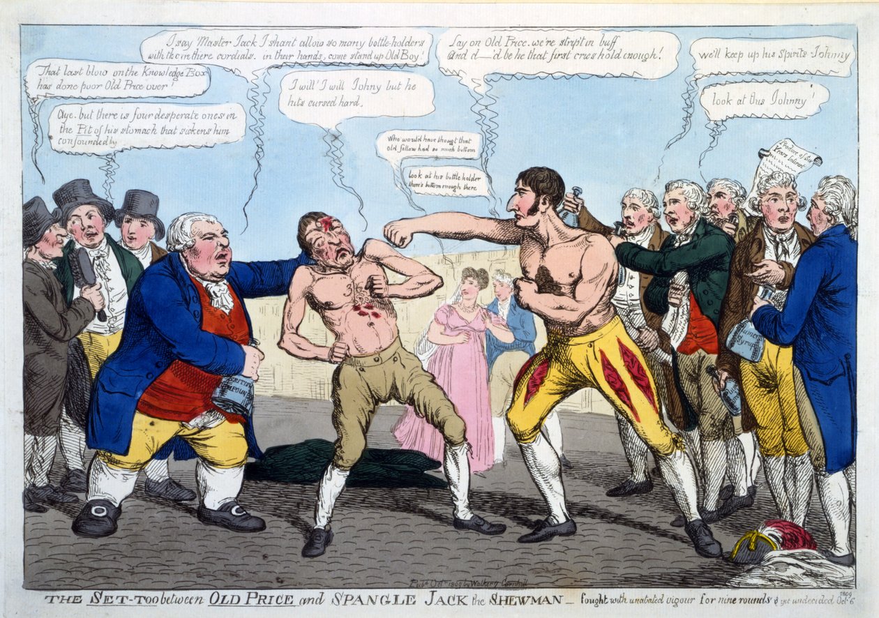 Il Set-Too tra Old Price e Spangle Jack il Mostratore - combattuto con vigore ininterrotto per nove round e ancora indeciso, pub. Londra da English School