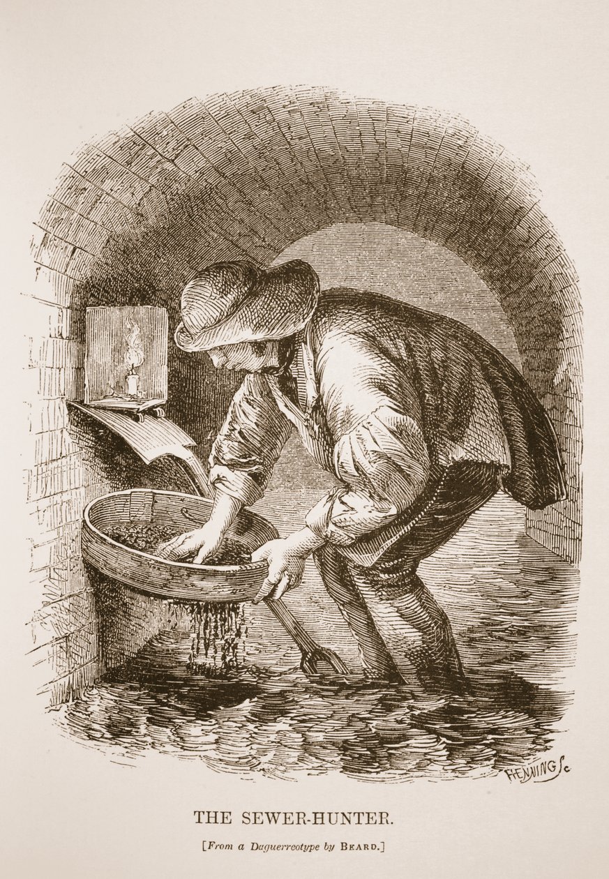 Il cacciatore di fogne, dal dagherrotipo di Richard Beard, illustrazione da London Labour and London Poor di Henry Mayhew, pub. 1862 da English School