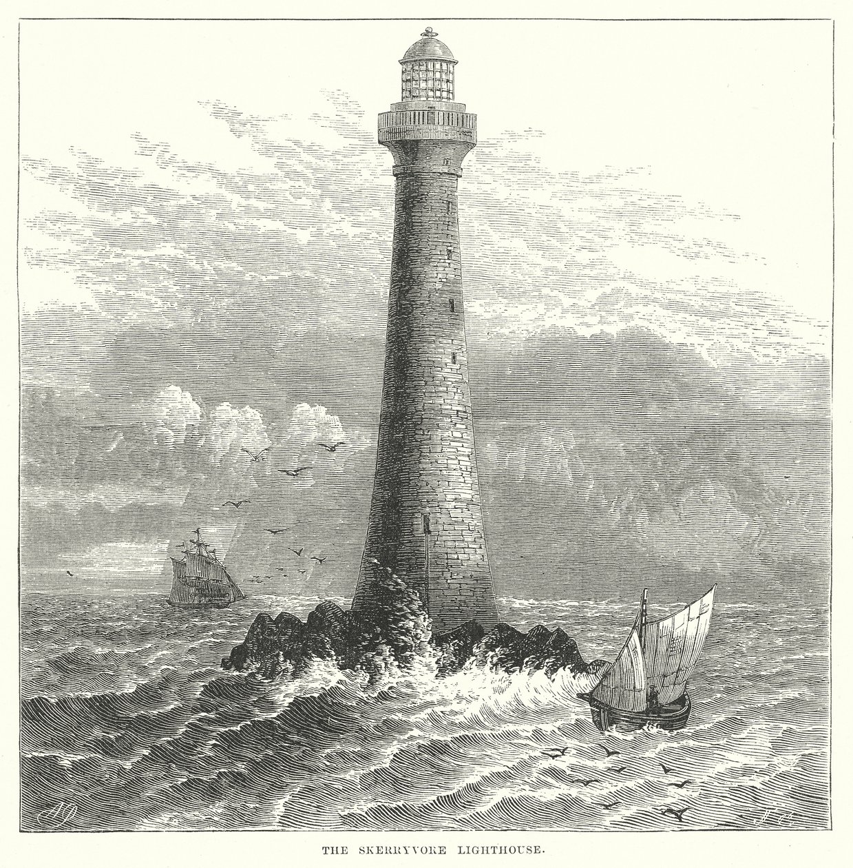 Il faro di Skerryvore (incisione) da English School