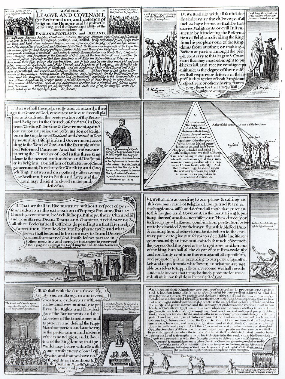 La Lega e il Patto Solenne del 1643, inciso da W. Hollar (1607-77) da English School