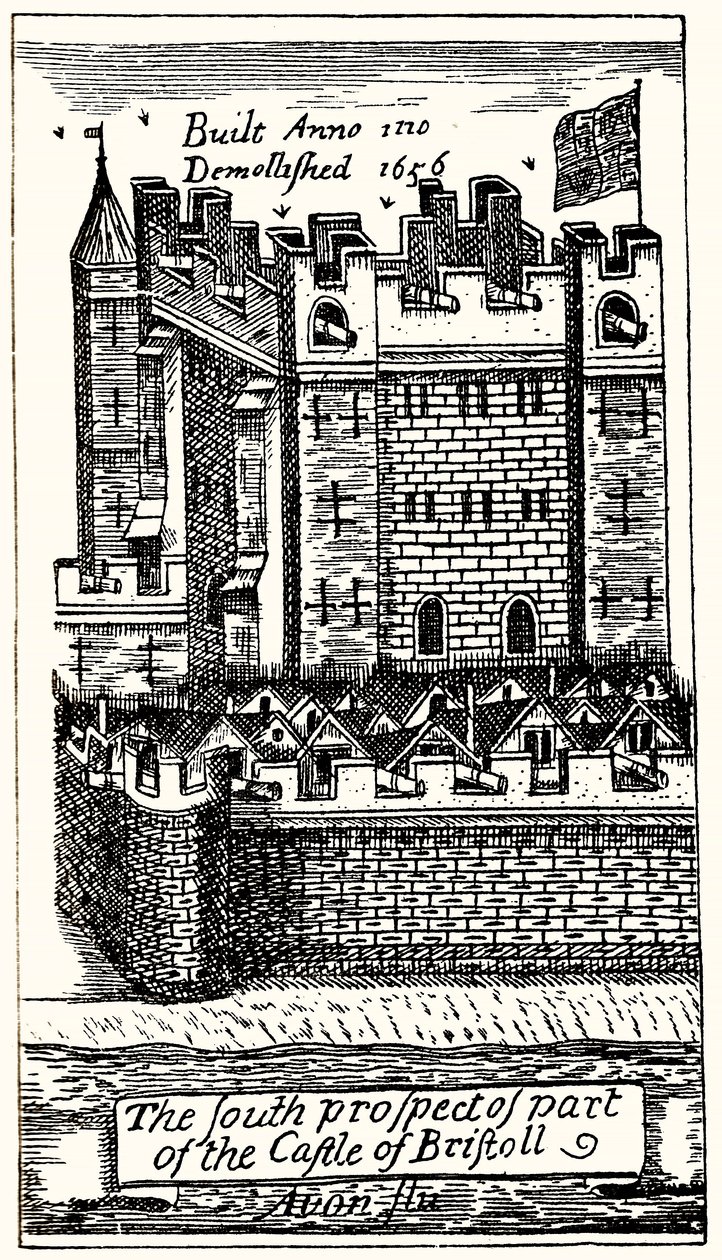 Il prospetto sud di una parte del castello di Bristol da English School