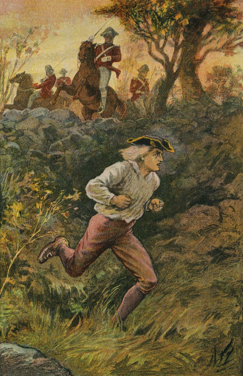 La fuga della spia (litografia a colori) da English School