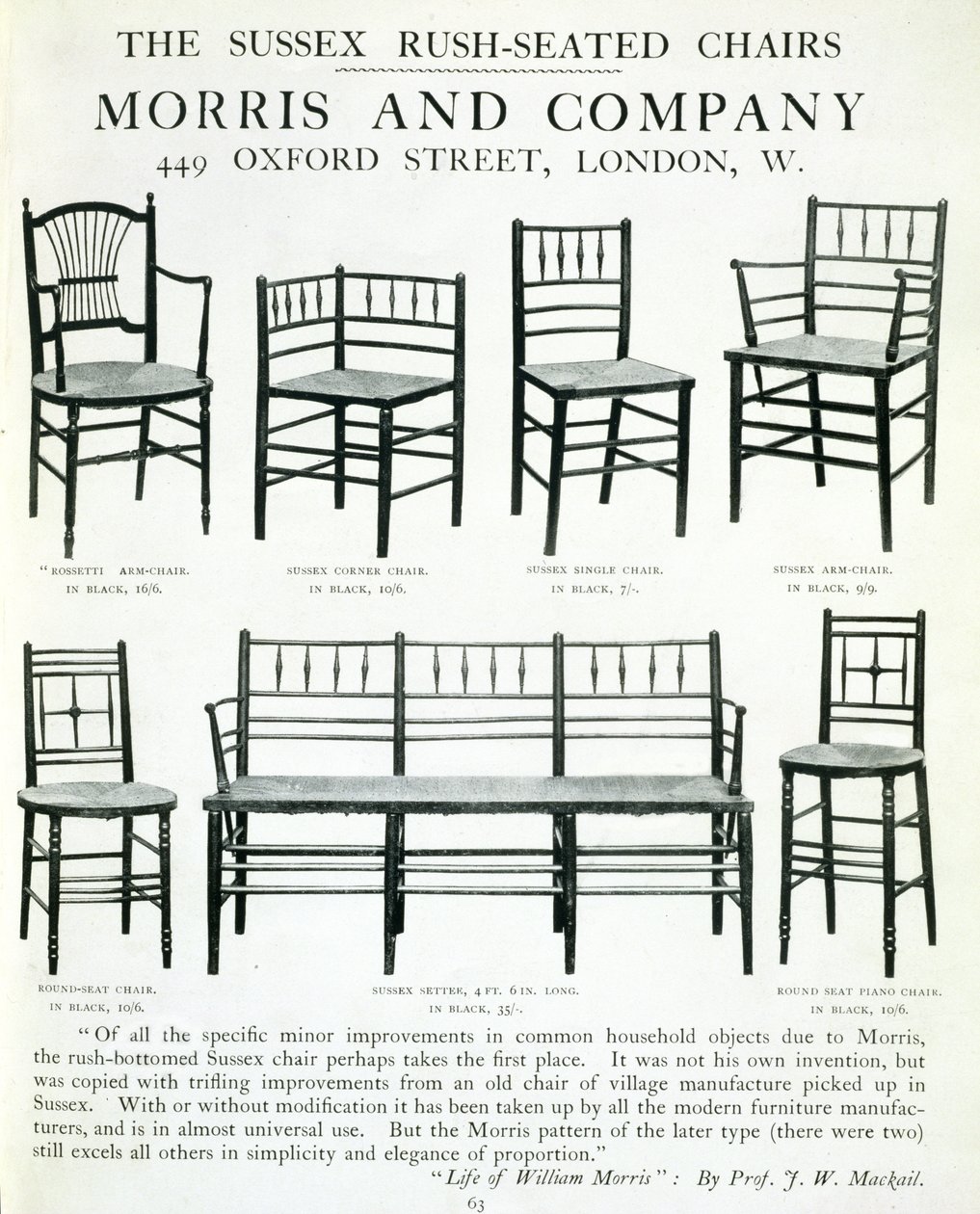 Le Sedie con Seduta in Giunco del Sussex, realizzate da Morris and Company da English School