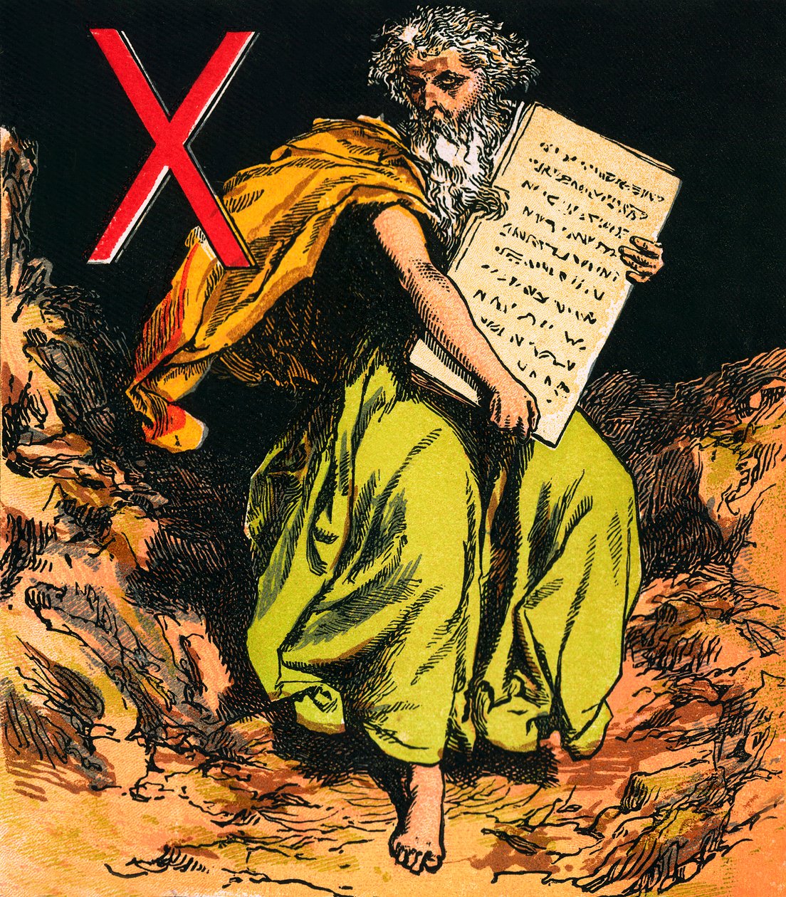 I dieci comandamenti (litografia a colori) da English School