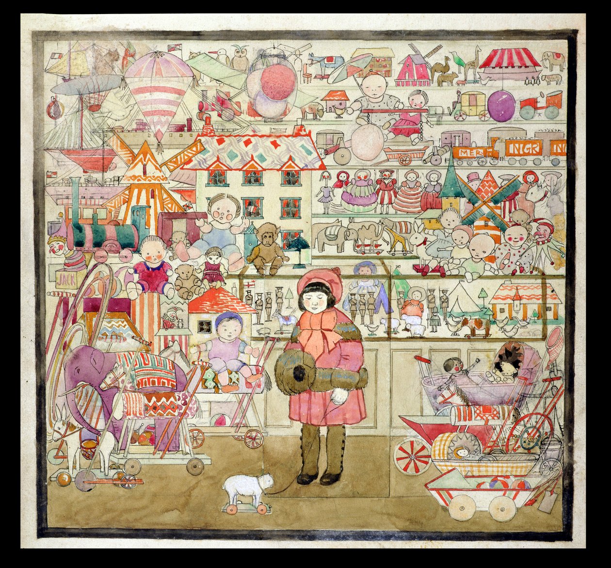 Il negozio di giocattoli a Natale, c.1910 da English School