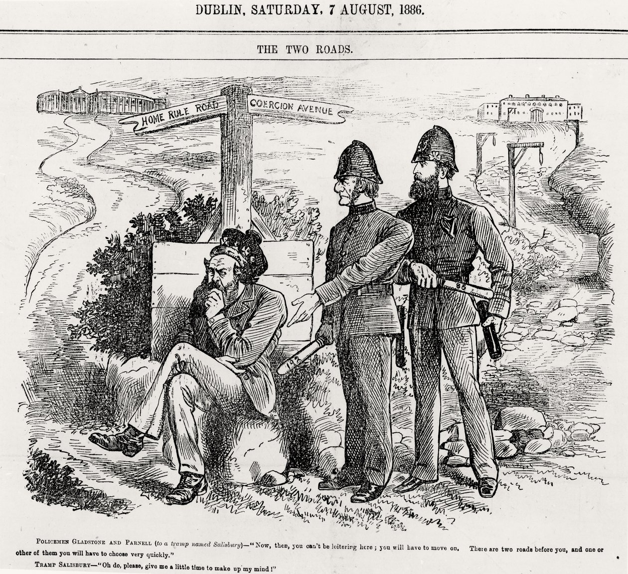 Le Due Strade, illustrazione, pub. 7 agosto 1886 da English School