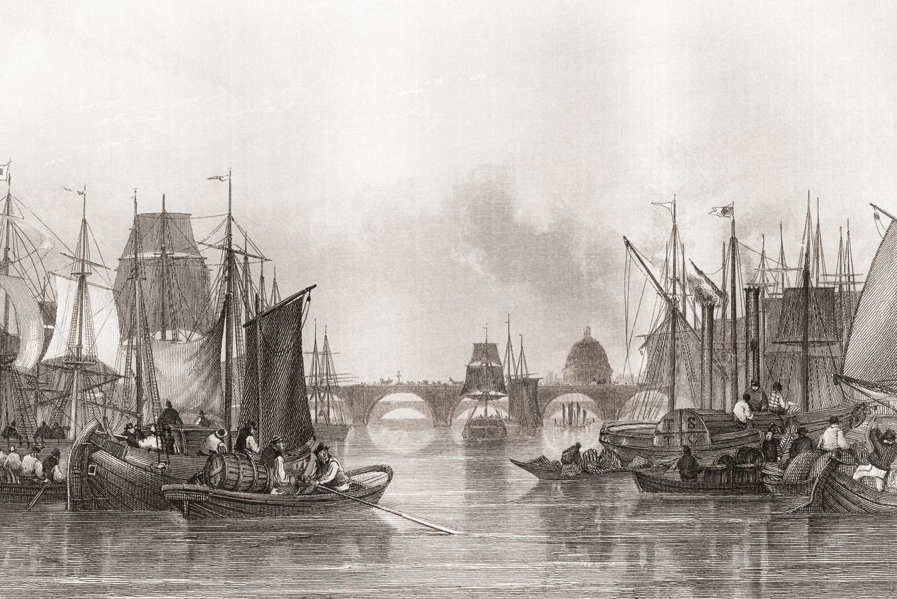 The Upper Pool, Pool of London, River Thames, Londra, Inghilterra da English School