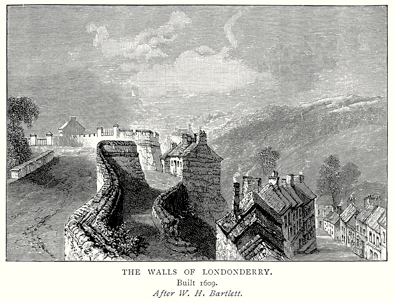 Le mura di Londonderry (incisione) da English School
