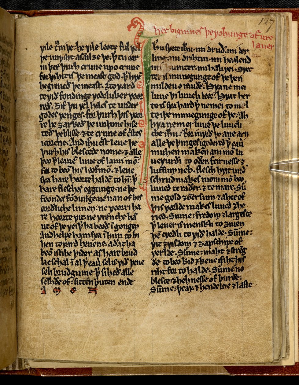 Il Wohunge di ure Lauerd, Cotton MS Titus D XVIII, f.127r da English School