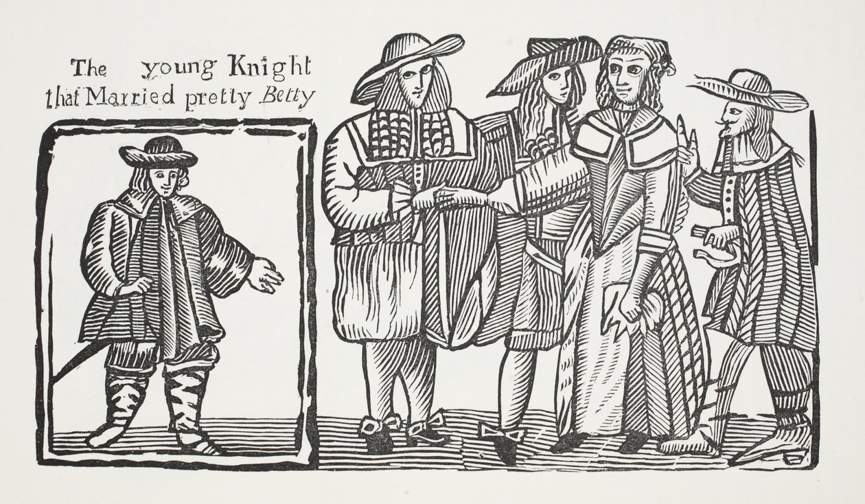 Il giovane cavaliere che sposò la bella Betty, illustrazione da Chap-books del XVIII secolo di John Ashton, pub. 1882 da English School