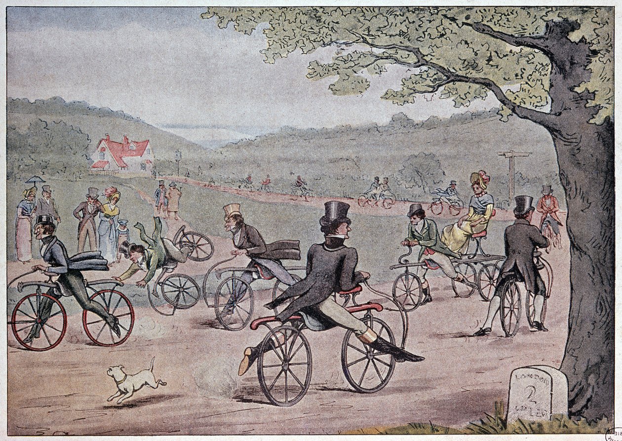 La bicicletta nel 1819 - da una stampa inglese dell