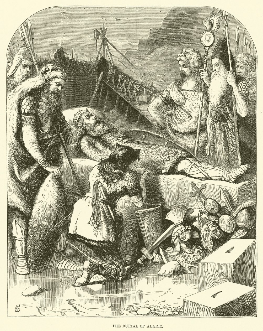 La sepoltura di Alarico (incisione) da English School