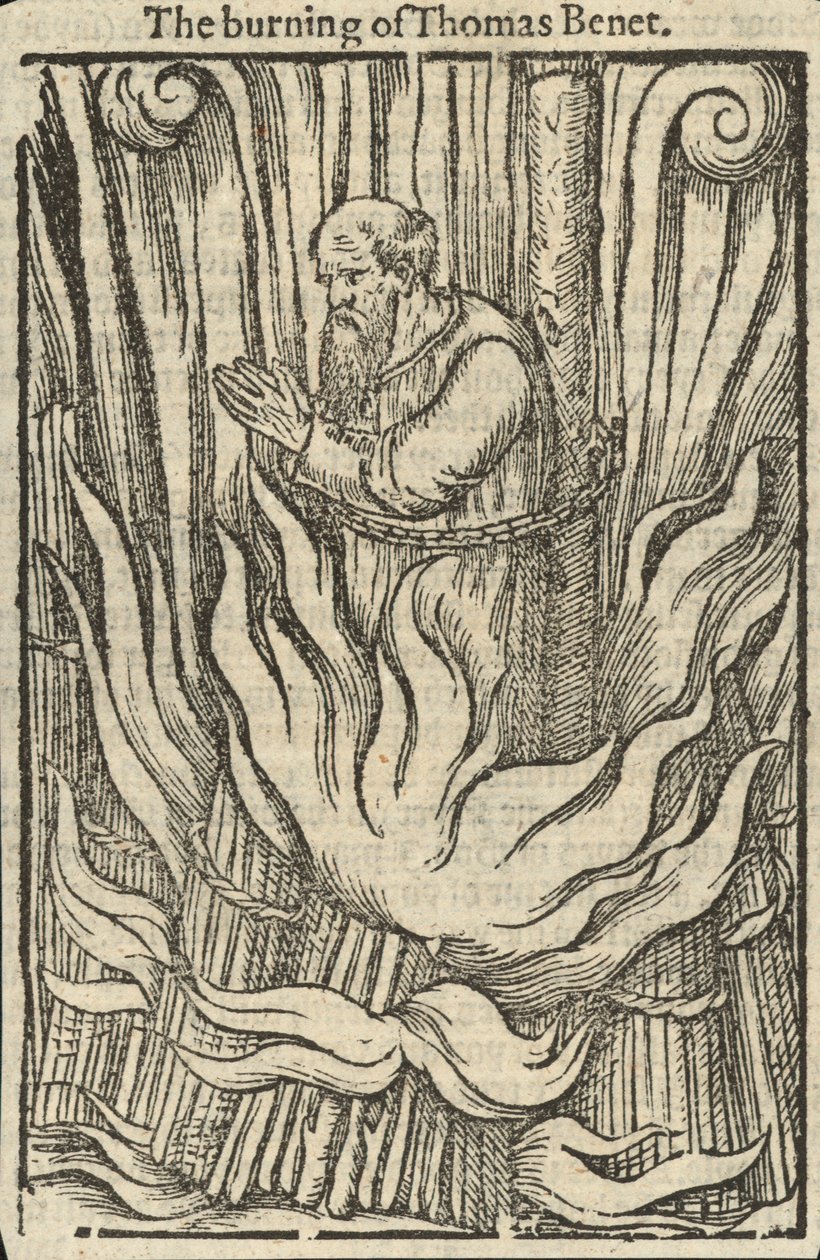 Il rogo di Thomas Benet (incisione) da English School