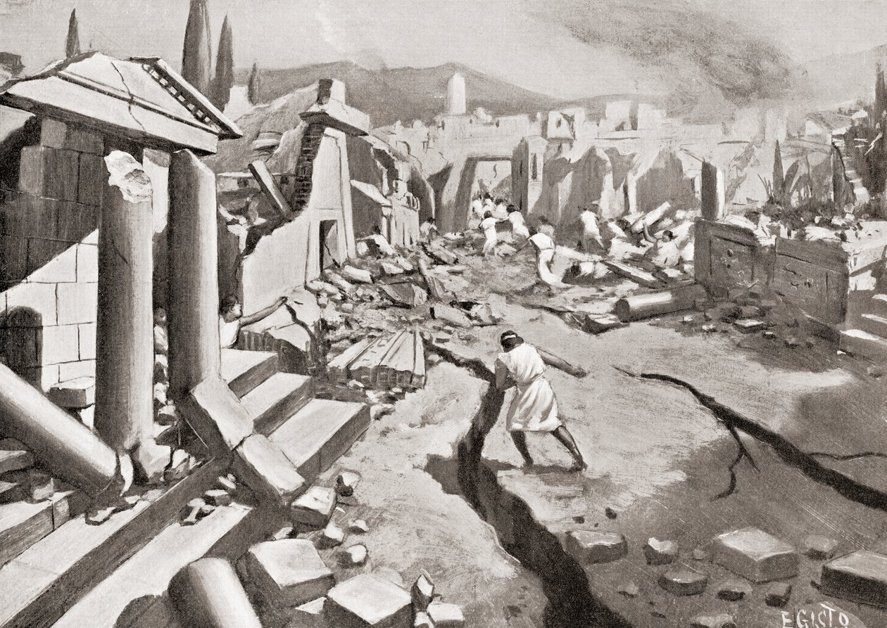 Il terremoto a Sparta, antica Grecia, 464 a.C., da Hutchinson