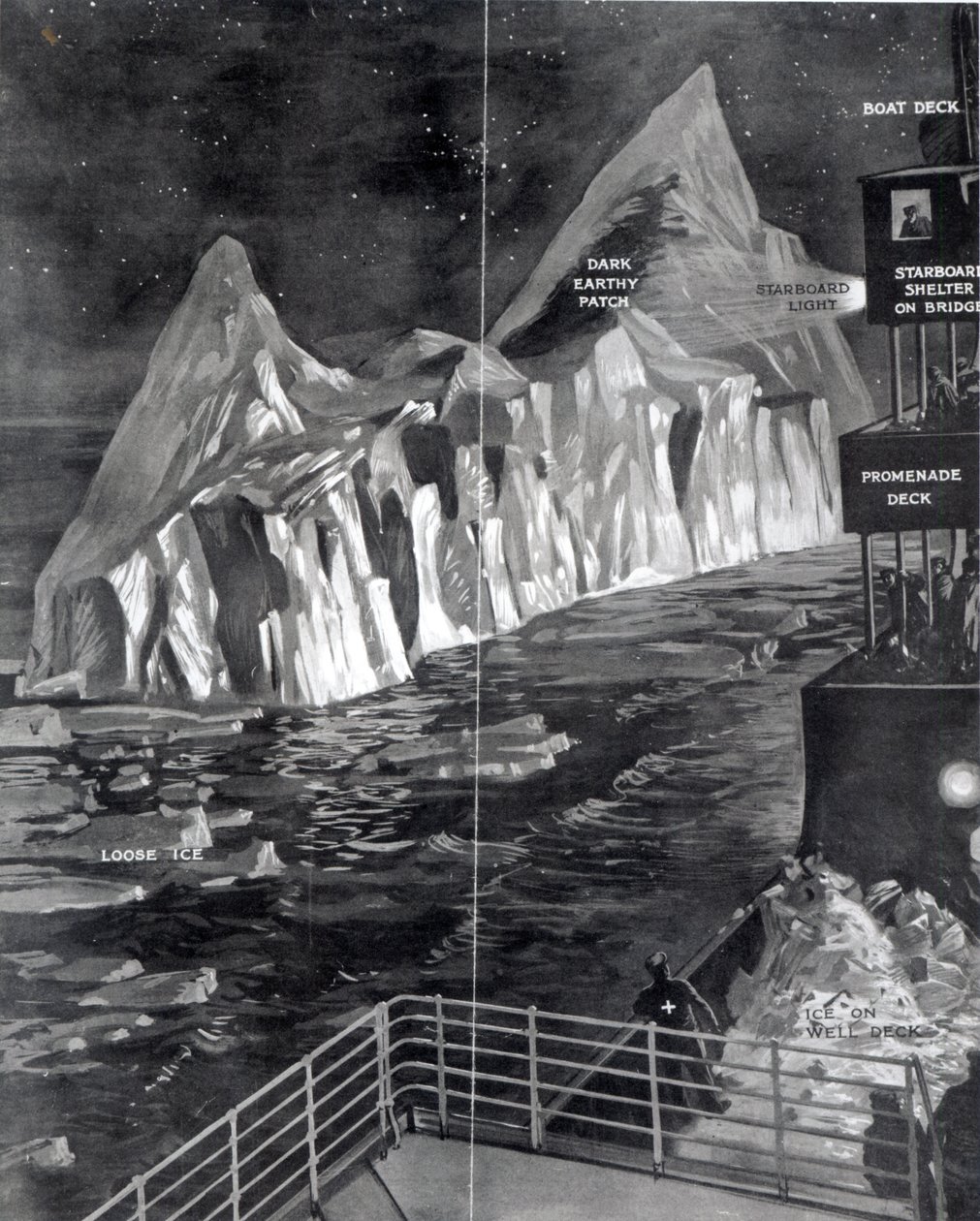 Il famoso iceberg visto da J. Scarrott a bordo del Titanic, 1912 da English School