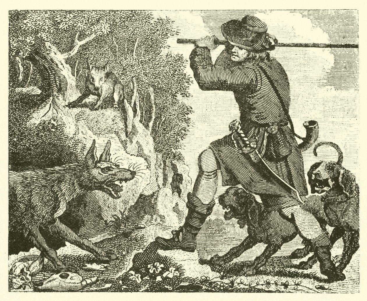 La volpe e il lupo (incisione) da English School