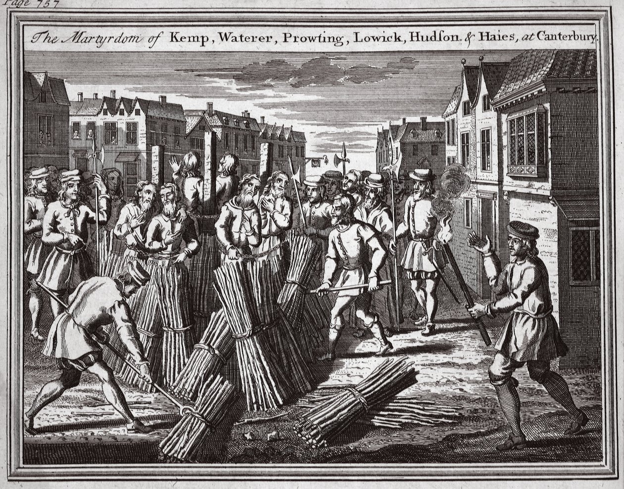 Il martirio di Kemp, Waterer, Prowting, Lowick, Hudson e Haies a Canterbury, illustrazione da 