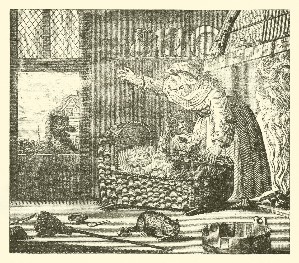 La nutrice e il lupo (incisione) da English School
