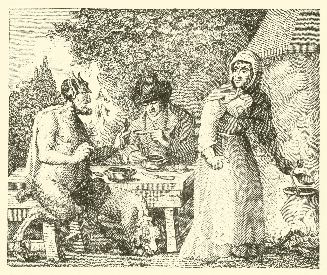Il satiro e il viaggiatore (incisione) da English School