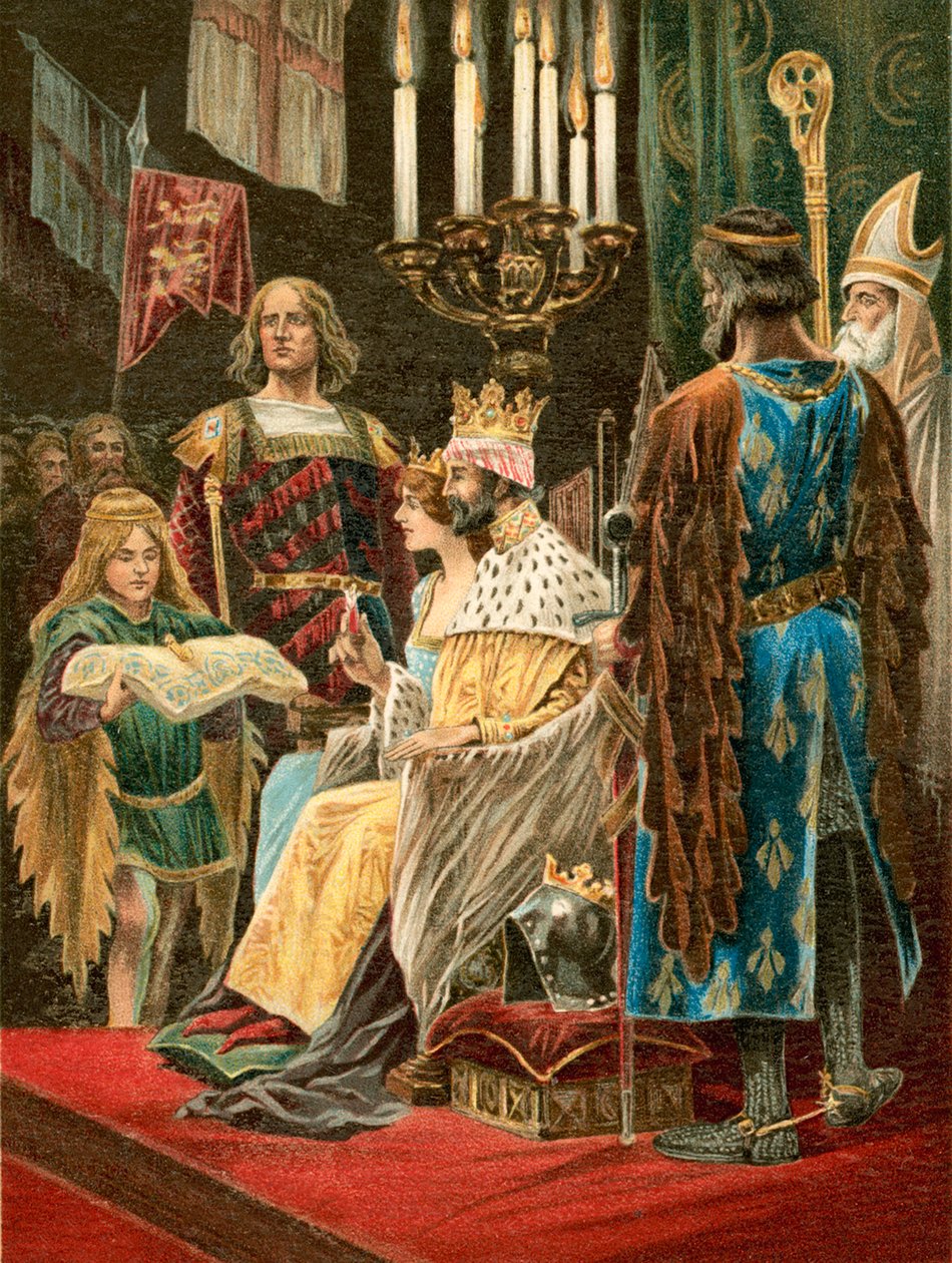 La seconda oblazione di Edoardo II (litografia a colori) da English School