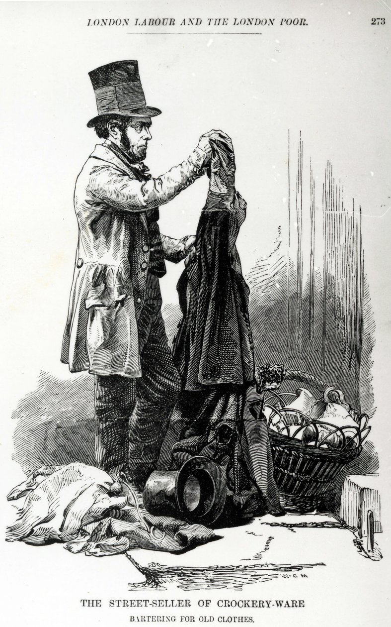 Il venditore ambulante di stoviglie che baratta per vestiti usati, c.1840 da English School