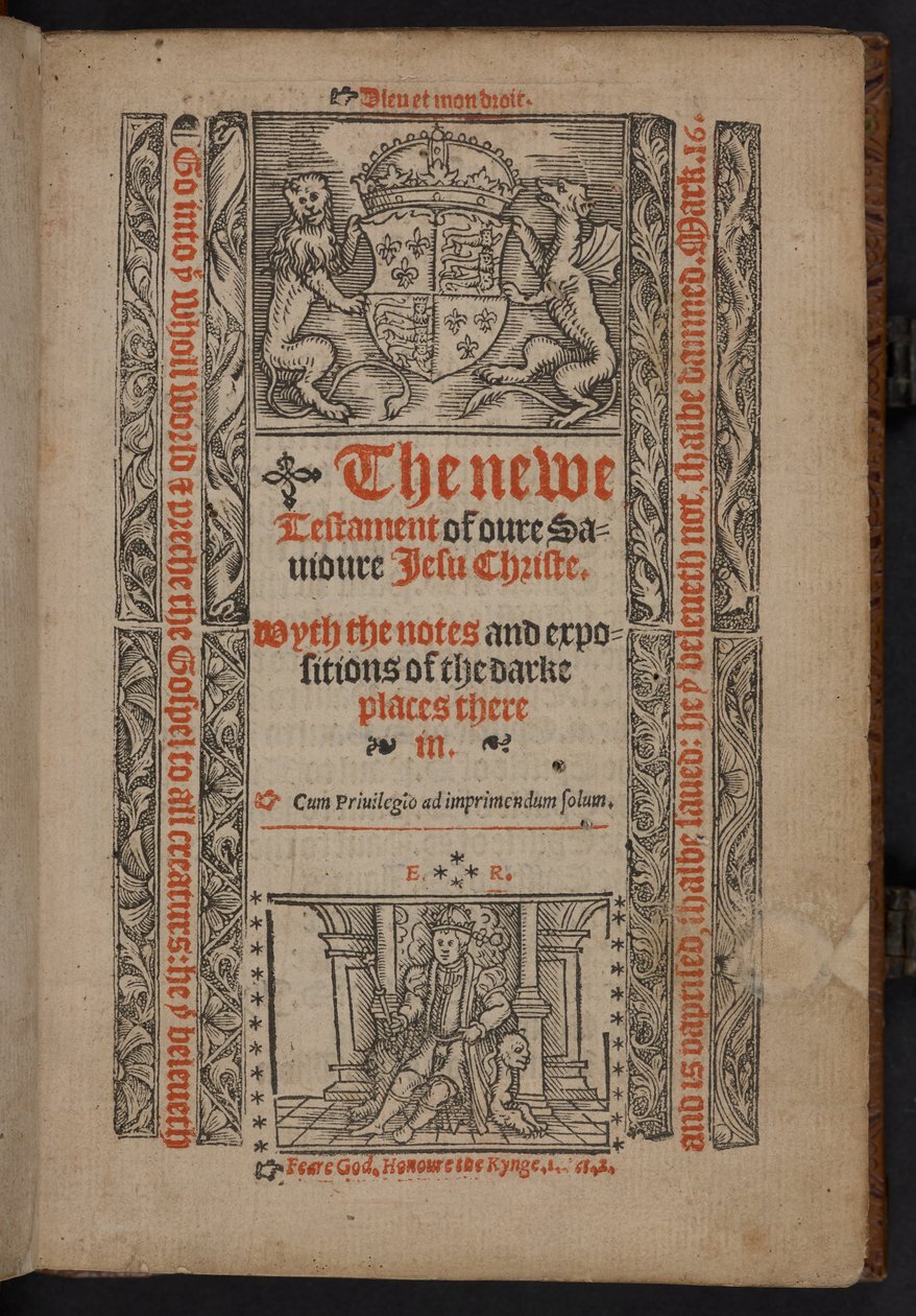 Il frontespizio del Nuovo Testamento del nostro Salvatore Cristo. Con le note e l