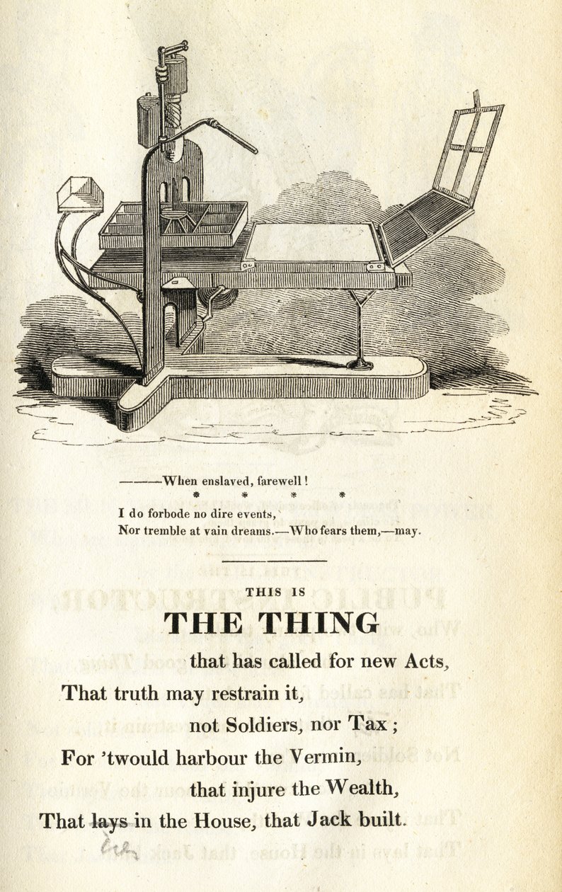 Questo è il Cosa, illustrazione da The Political House that Jack Built di William Hone, pubblicato nel 1819 da English School