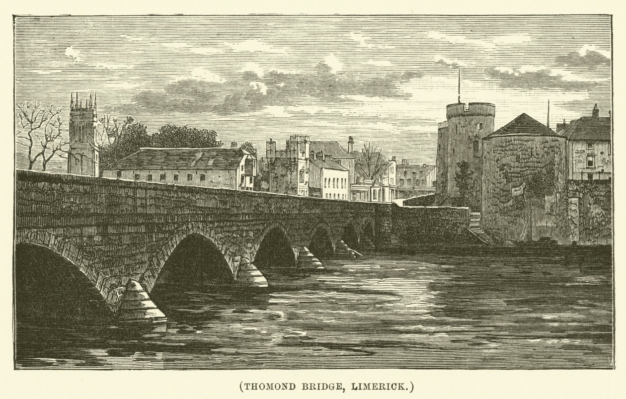 Ponte di Thomond, Limerick (incisione) da English School