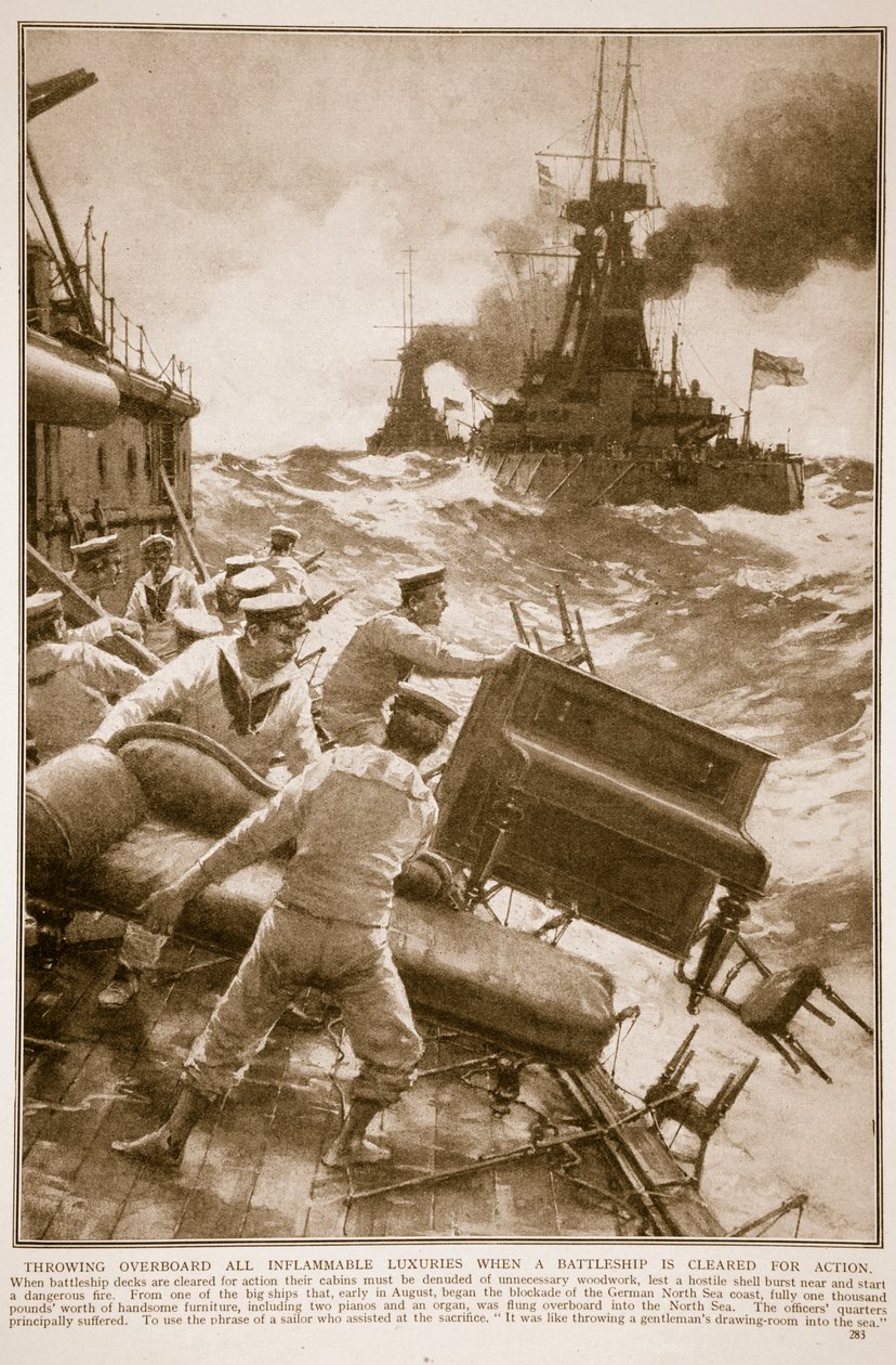 Gettare in mare tutti i lussi infiammabili quando una nave da guerra è pronta per l